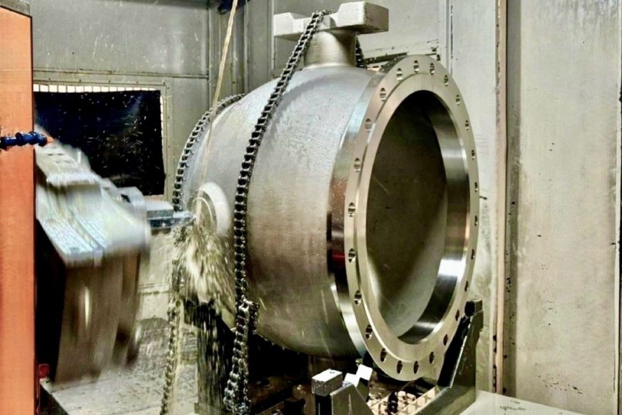 Machining large diameter ball valve