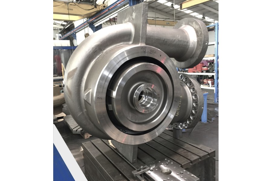 Centrifugal pump casing machined and subjected to non-destructive testing at Asimer Group to ensure precision and durability in industrial applications.